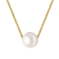 Elegante collar minimalista de cadena dorada con un colgante de perla blanca redonda - Dorado/Perla Blanca