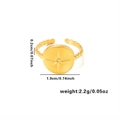 Minimalist 18k gold plated stainless steel beaded ring with starburst relief design - Adjustable Open / Beaded Starburst Relief (TYGR0205)
