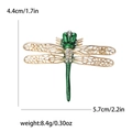 Detail view of alloy dragonfly brooch with green enamel and white rhinestones decoration - Green