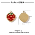 Macro detail of red enamel strawberry pendant in stainless steel with size dimensions - Red Strawberry Pendant(VG430)