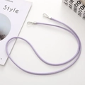 Purple leather phone lanyard with silver metal clips on a white minimalist background - 6mm Round Rope / 62cm / Purple