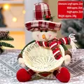 Cesto natalizio a forma di pupazzo di neve a quadretti per dolci, 22x20x25cm - Pupazzo di Neve (Cestino per Caramelle-001-B)