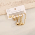 Detailed set of golden stainless steel heart earrings and studs on display card - Heart (2#)