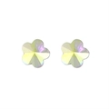 Pendientes de flor de plata S925 con cristal facetado efecto aurora boreal AB - Flor de ciruelo
