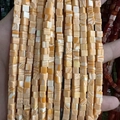Perles carrées en pierre naturelle à texture marbrée orange pour bijoux DIY - 4x4mm (Environ 38cm Fil) / Pierre à Veines Jaunes