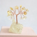 Handmade yellow crystal money tree with copper wire on a crystal base for wealth - Citrine Tree + Yellow Base