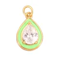 Pear-shaped gold pendant with neon green enamel and sparkling zircon crystal inlay - Teardrop-Green