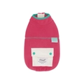 Rose red warm fleece dog vest with white pocket and green contrast trim detail - S / Pink