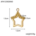 Gouden holle stervormige roestvrijstalen hanger met kraalrand detail, 1,5 cm hoog - AP41259D0W0-Gouden holle kralenster