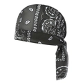 Dark green paisley bandana cap with long ties for sports and cycling fashion - Army Green