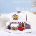 Miniature purple Christmas snow house ornament with snowy roof for holiday landscape - Grey Christmas House