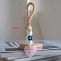 Ornamento in corda con perla occhio blu e ciondolo a cuore rosa malocchio 20cm - Cuore Rosa