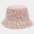 Dettaglio cappello alla pescatora con stampa floreale vintage su cotone beige - M (56-58cm) / Beige con stampa floreale rosa/rossa (Colore 4#)