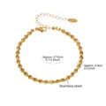 Golden 18K plated stainless steel beaded chain bracelet with adjustable lobster clasp - Gold Bracelet (E622)