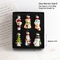 Set of 6 colorful hand-painted glass Christmas ornaments in a black gift box - Style B (Set of 6)