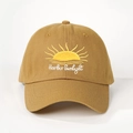 Vintage adjustable mustard cotton baseball cap with Harbor Sunlight sun embroidery - Adjustable / Ginger Yellow