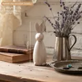 Statua coniglio vintage bianca con finitura rustica per decorazioni per la casa - Ornamento a forma di coniglio invecchiato senza piccole perline