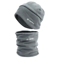 Thickened fleece winter hat and neck warmer set with embroidered logo for outdoor sports - Hat + Neck Gaiter 2-Piece Set / Dark Gray