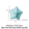 Blue star-shaped silicone muffin baking mold, size 7.4 x 6.9 x 2.8 cm, non-stick cup - Star-Blue