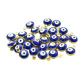 DIY Evil Eye Anhänger mit blauer Emaille und Goldrand für Schmuckherstellung - Blau-Goldener Rand
