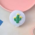 Mini cinta métrica portátil con diseño de cactus verde en caja redonda blanca - Cactus