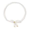 Handmade evil eye beaded bracelet featuring a white transparent crystal bow design - White Transparent Bow Accessory (FG-B24042701B)
