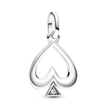 Pik-Poker-Stil Anhänger in Silber-Optik mit funkelndem weißem Zirkonia-Stein - Pik-Anhänger mit Einzel-Diamant (03)