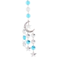Bohemian silver moon star crystal sun catcher with blue beads and rainbow prisms - Royal Blue Moon Silver Frame