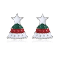 Christmas tree stud earrings with colorful enamel and sparkling crystal accents - White Christmas Tree Stud Earrings