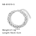 Bracciale punk in acciaio inossidabile argento con catena spessa e chiusura a moschettone - Bracciale Stile Bizantino (NB-B1019-S)