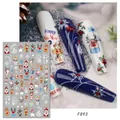 Detailed view of Christmas nail stickers with Santa, reindeer and snowflake patterns - F893 (Bare Sheet)