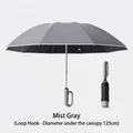 Foggy gray automatic inverted folding umbrella with 125cm large canopy and hook handle - 27 Inch / 125cm Diameter / Mist Grey