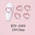 Pink heart-shaped nail charms with hollow alloy design and silver butterfly 10mm - Silver Heart Pendant Style (A069)