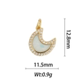 Detail view of gold crescent moon pendant with opal inlay and clear dimension markers - DZ-1392 Moon Opal
