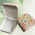 Portable square cork jewelry box with colorful butterfly print and velvet lining - Flower Butterfly (Empty Box)