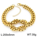 Bracciale a doppio strato con catena di perle dorate e nodo dal design geometrico - Bracciale Oro da 5mm (KB206181-Z)