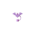 Purple silicone bat straw cover cap for 10mm straws with a cute cartoon bat design - Purple Bat