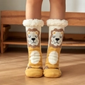 Winter thermal sherpa-lined slipper socks featuring cute lion design for indoor warmth - Lion