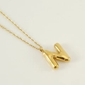 3D balloon letter N necklace pendant in gold finish with thin link chain detail - Letter N [Gold]