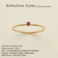 Minimalist 14K gold stainless steel ring with 2mm January birthstone for women - US5 (49mm) / January Red - Gold