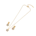 Golden butterfly jewelry set with iridescent wings including necklace and earrings - Butterfly Design