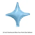 Ballon étoile à quatre branches de 10 pouces bleu perlé pour décoration de fête - 10" / Bleu Holographique