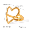 Detailed size specifications for the gold hammered heart-shaped open stainless steel ring - Gold Hammered Heart Shape Ring (HC-R30409)