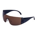 Y2K rimless brown sunglasses with black wide temples and silver star rivet accents - Silver Brown Lens Black Leg