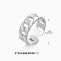 Adjustable silver stainless steel cuban link ring with 1.7cm inner diameter detail - Link Style (ZN155S)