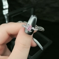 Pink pear-cut crystal butterfly ring with zircon accents in silver finish for women - Style 4-Pink Pear Cut
