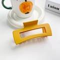 Matte yellow large rectangular hair claw clip for women with minimalist hollow design - 10.5cm / Bright Yellow