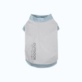 Light gray and blue color-block breathable outdoor pet vest with 'OUTDOOR' print for dogs - M / Tops / Gray