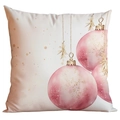 Pink and gold Christmas ornament print on ivory square decorative pillow cover - Pink Christmas Ball