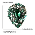 Vintage emerald green glass rhinestone brooch in antique gold finish for women - Green